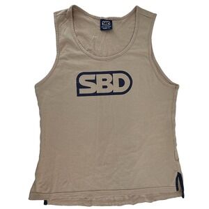 SBD Tank Top Womens XL Beige Logo Graphic Powerlifting Gym Made In Great Britain